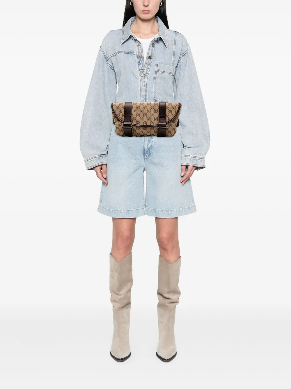 Pre-owned Gucci 2000-2015 Gg Canvas Belt Bag In Brown