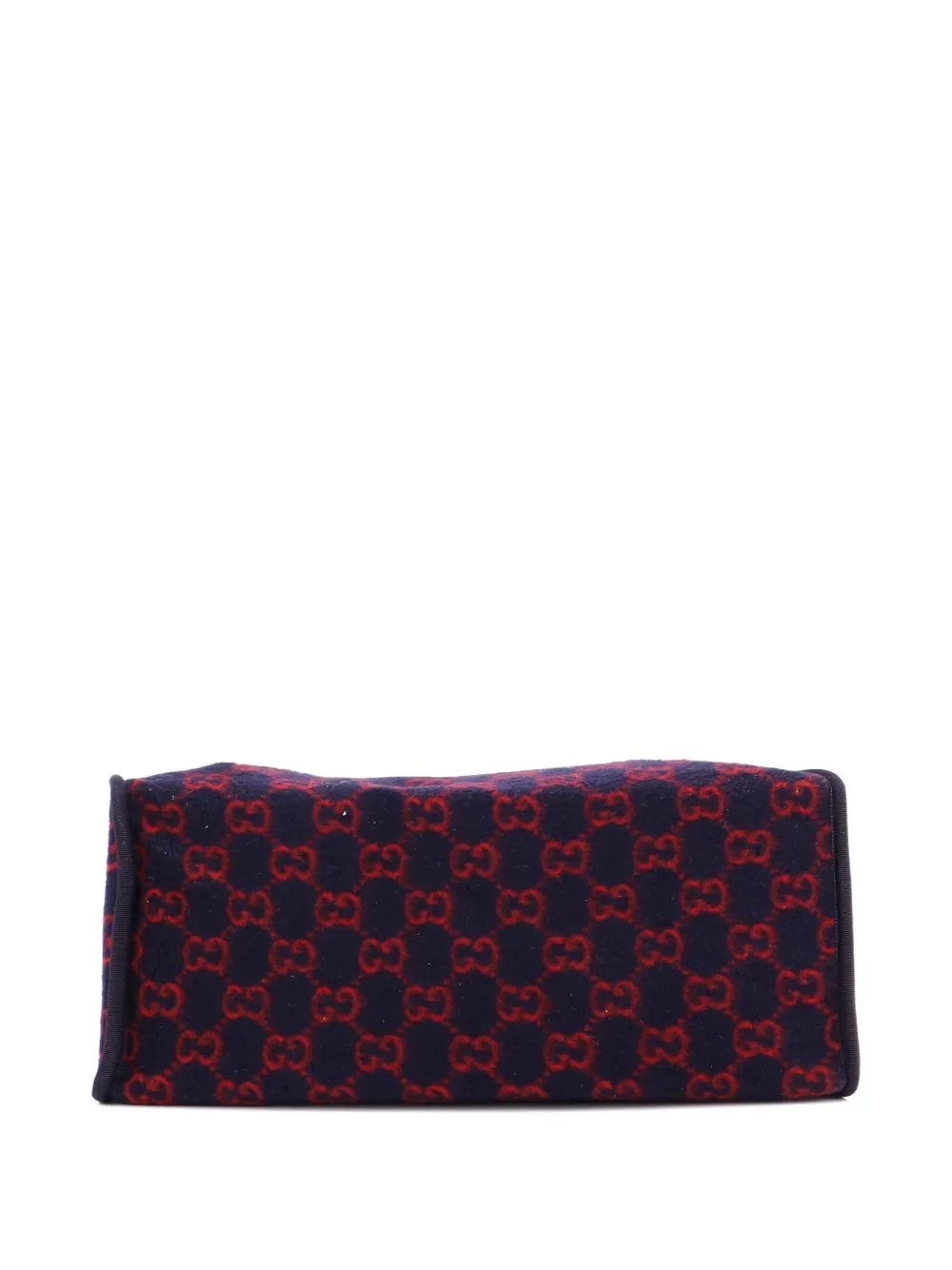 Pre-owned Gucci Shopping Gg Wool Large Tote Bag In Blue