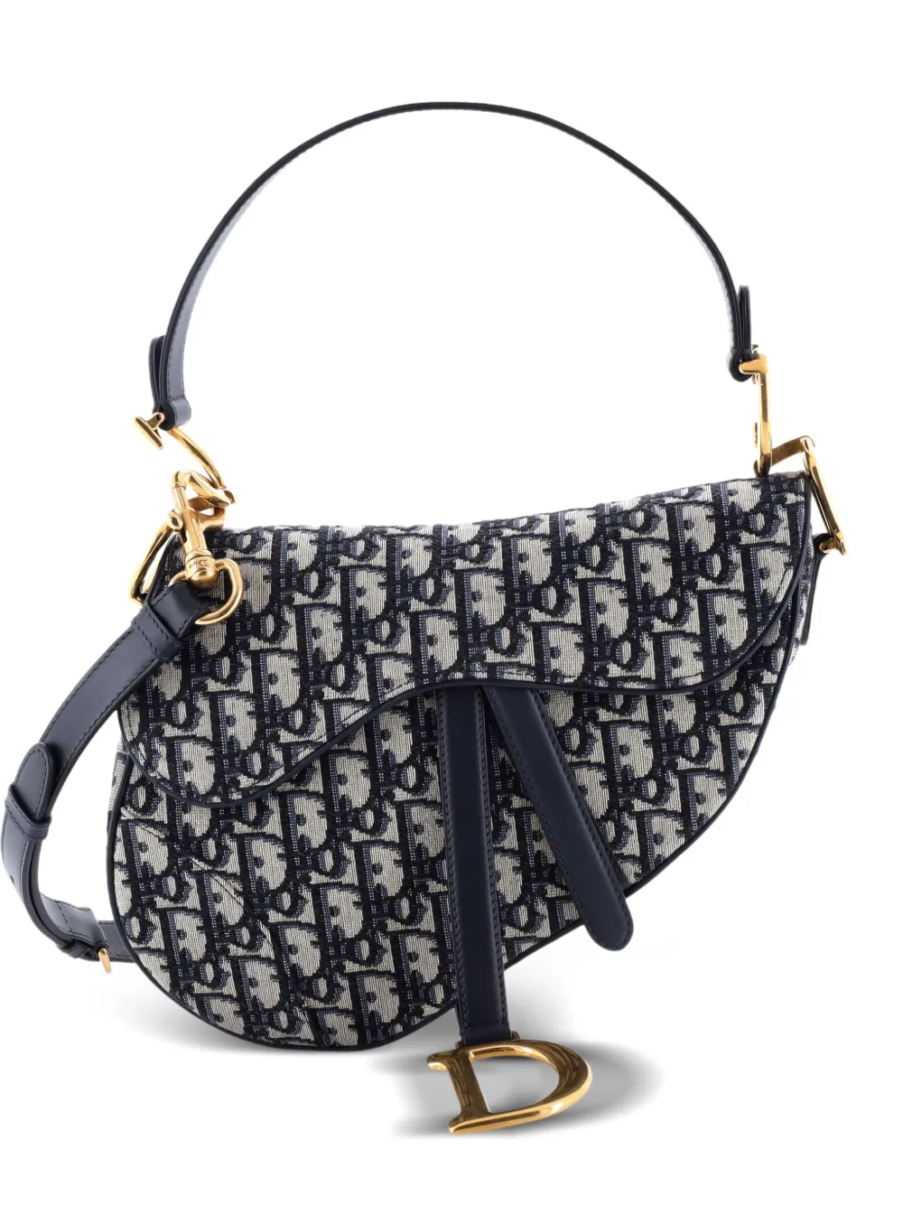 Christian Dior Pre-Owned Saddle Handbag with Strap Oblique Canvas