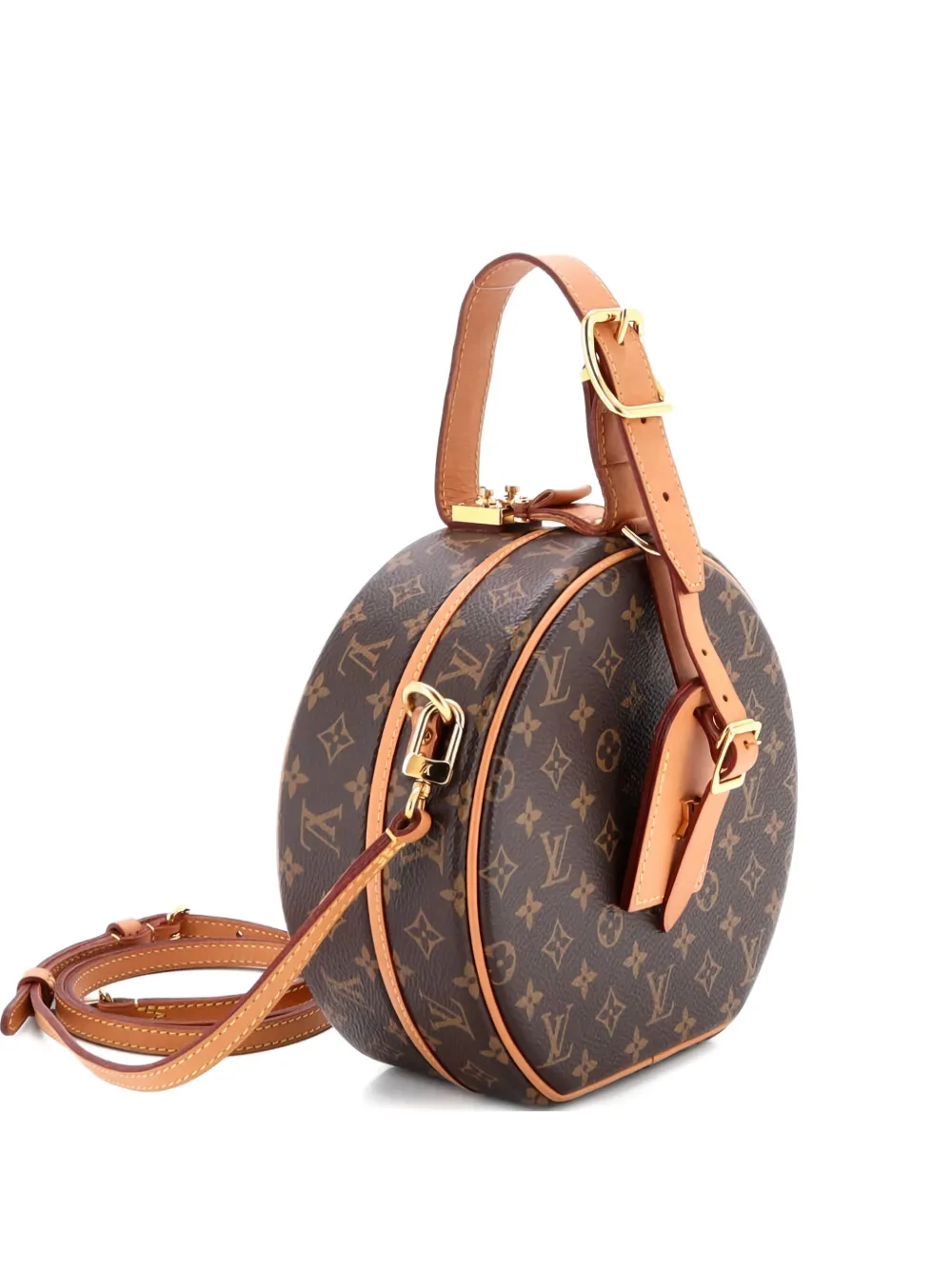 Pre-owned Louis Vuitton Petite Boite Chapeau Bag Monogram Canvas Crossbody Bag In Brown