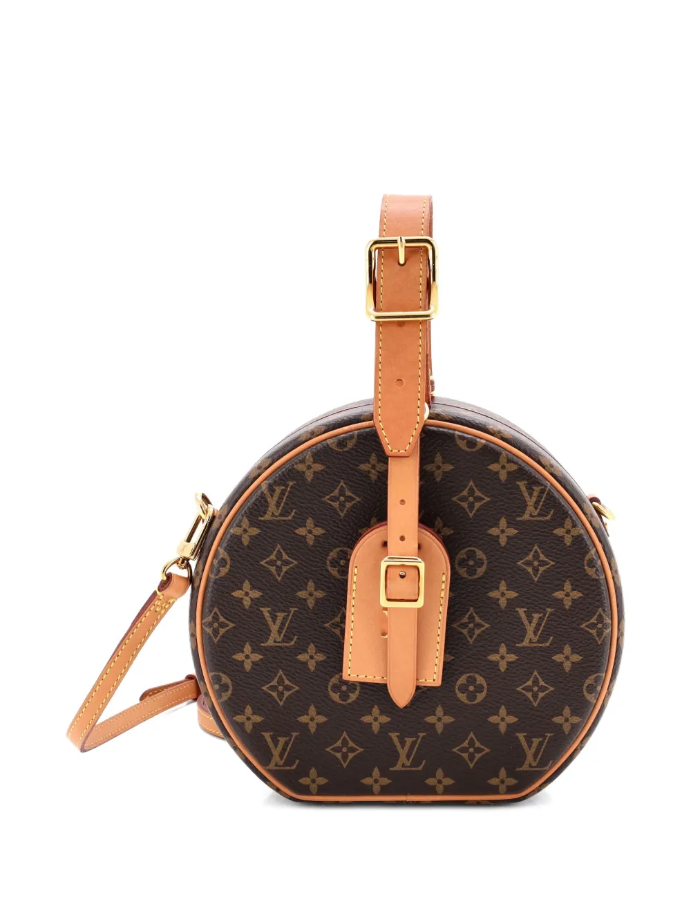 Pre-owned Louis Vuitton Petite Boite Chapeau Bag Monogram Canvas Crossbody Bag In Brown