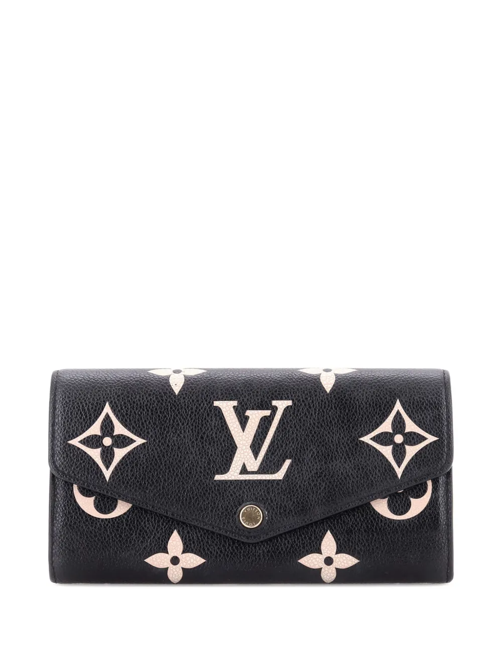 Pre-owned Louis Vuitton Sarah Wallet Nm Bicolor Monogram Empreinte Giant Small Wallets In Black