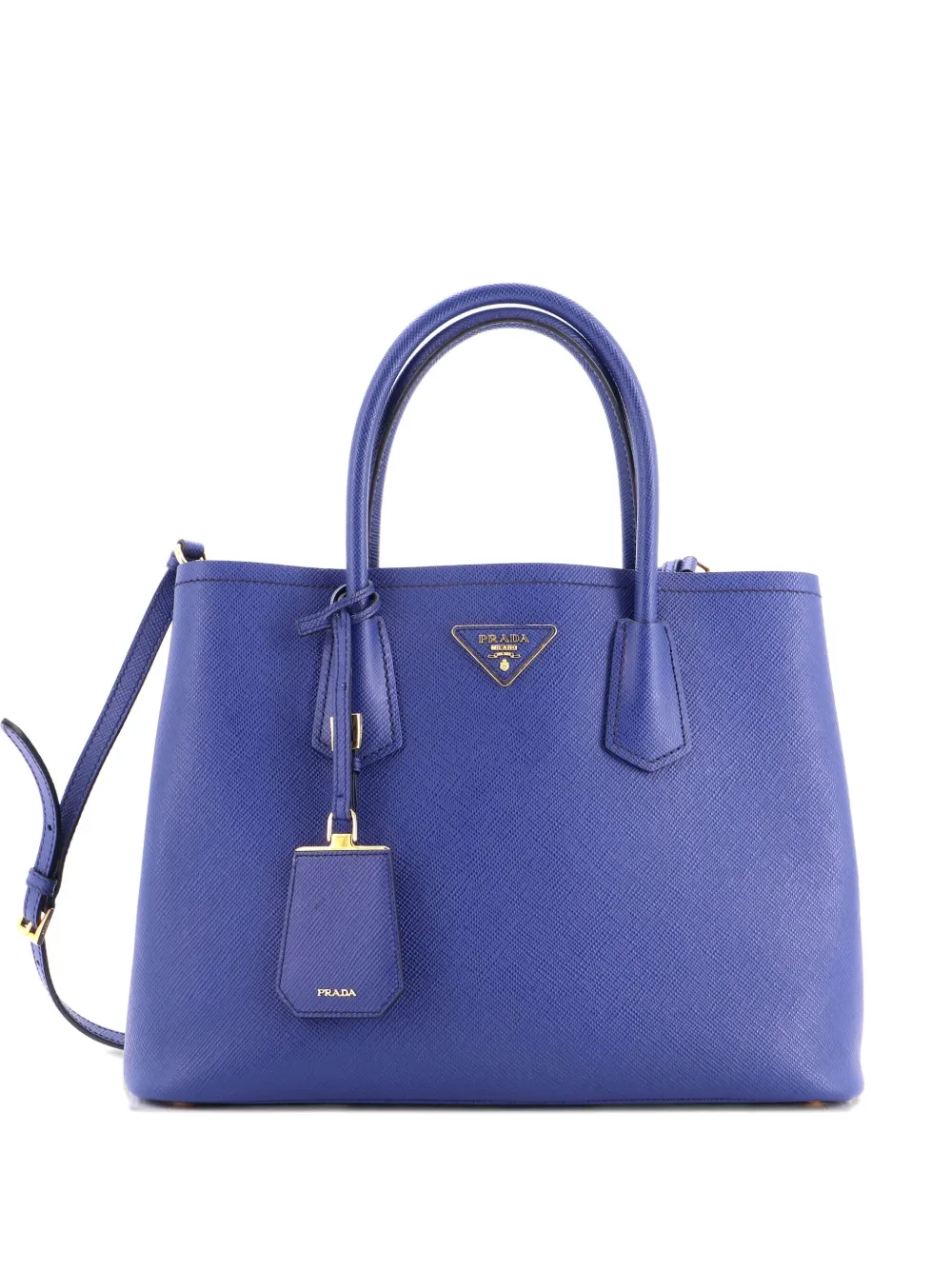 Prada Pre-Owned Cuir Double Saffiano Leather Medium tote bag - ブルー Prada Pre-Owned Cuir Double Saffiano Leather Medium tote bag - ブルー