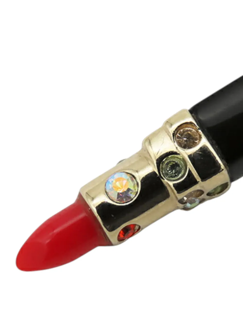 Pre-owned Chanel 2004 Gold Plated Cc Lipstick Pendant Necklace Costume Necklace