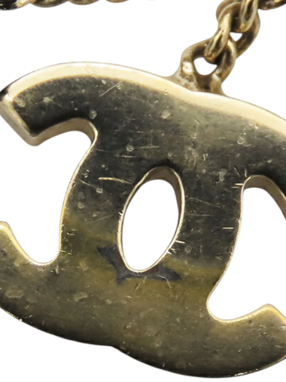 Pre-owned Chanel 2004 Gold Plated Cc Lipstick Pendant Necklace Costume Necklace