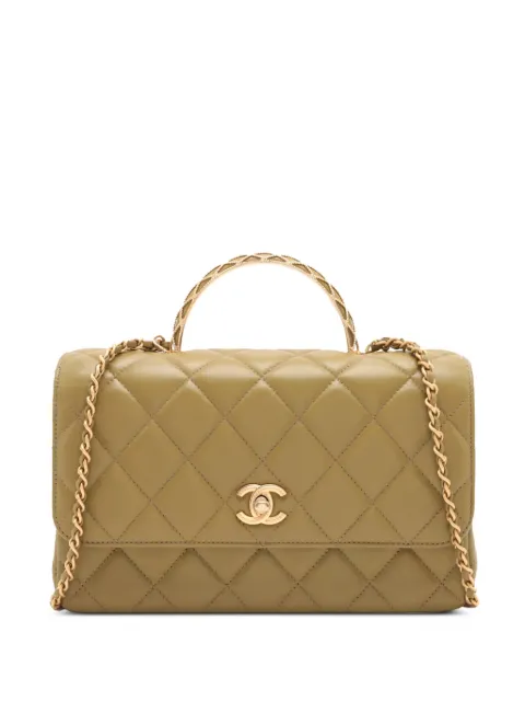 CHANEL Pre-Owned 2021-2025 CC Quilted Lambskin Metal Twist Top Handle Flap satchel