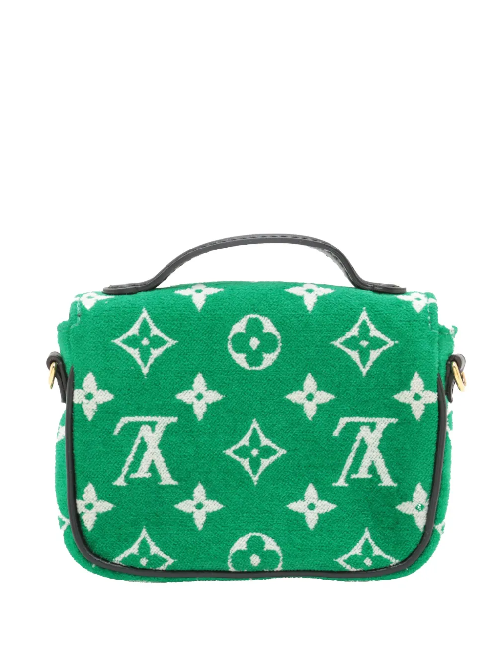 Pre-owned Louis Vuitton 2021-2025 Monogram Jacquard Velvet Micro Metis Satchel In Green