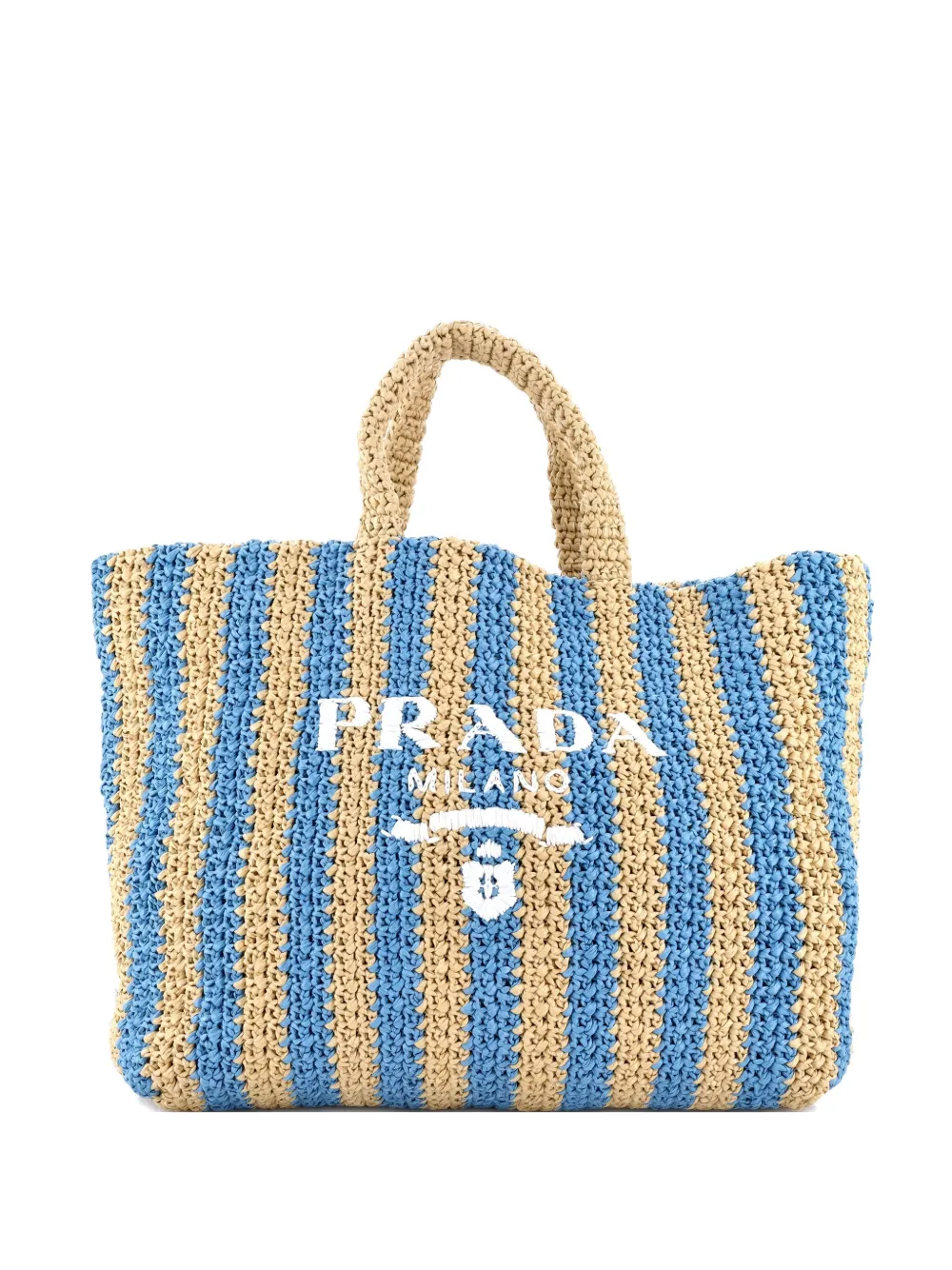 Prada Pre-Owned Logo Raffia Large tote bag - ブルー Prada Pre-Owned Logo Raffia Large tote bag - ブルー