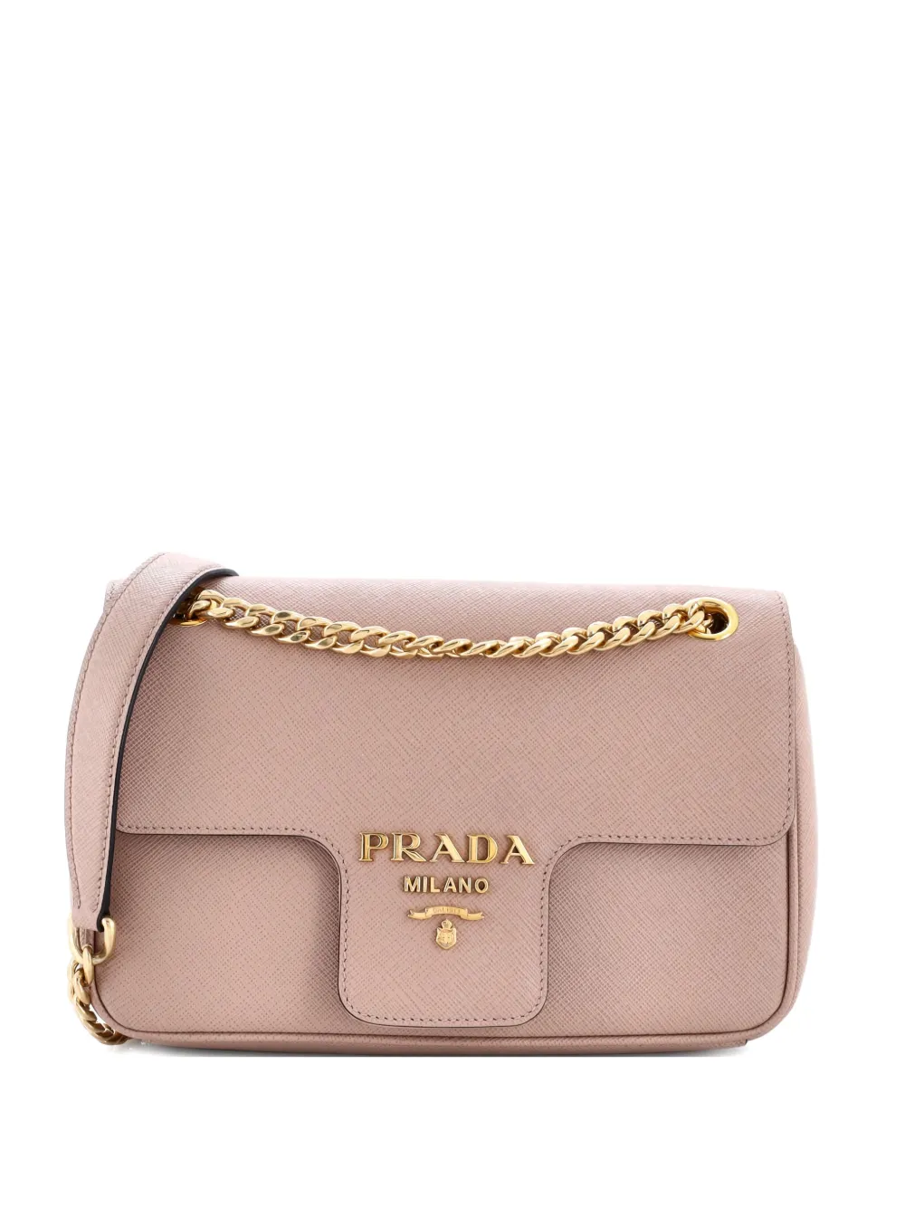 Prada Pre-Owned Pattina Flap Shoulder Bag Saffiano Leather Small Prada Pre-Owned Pattina Flap Shoulder Bag Saffiano Leather Small