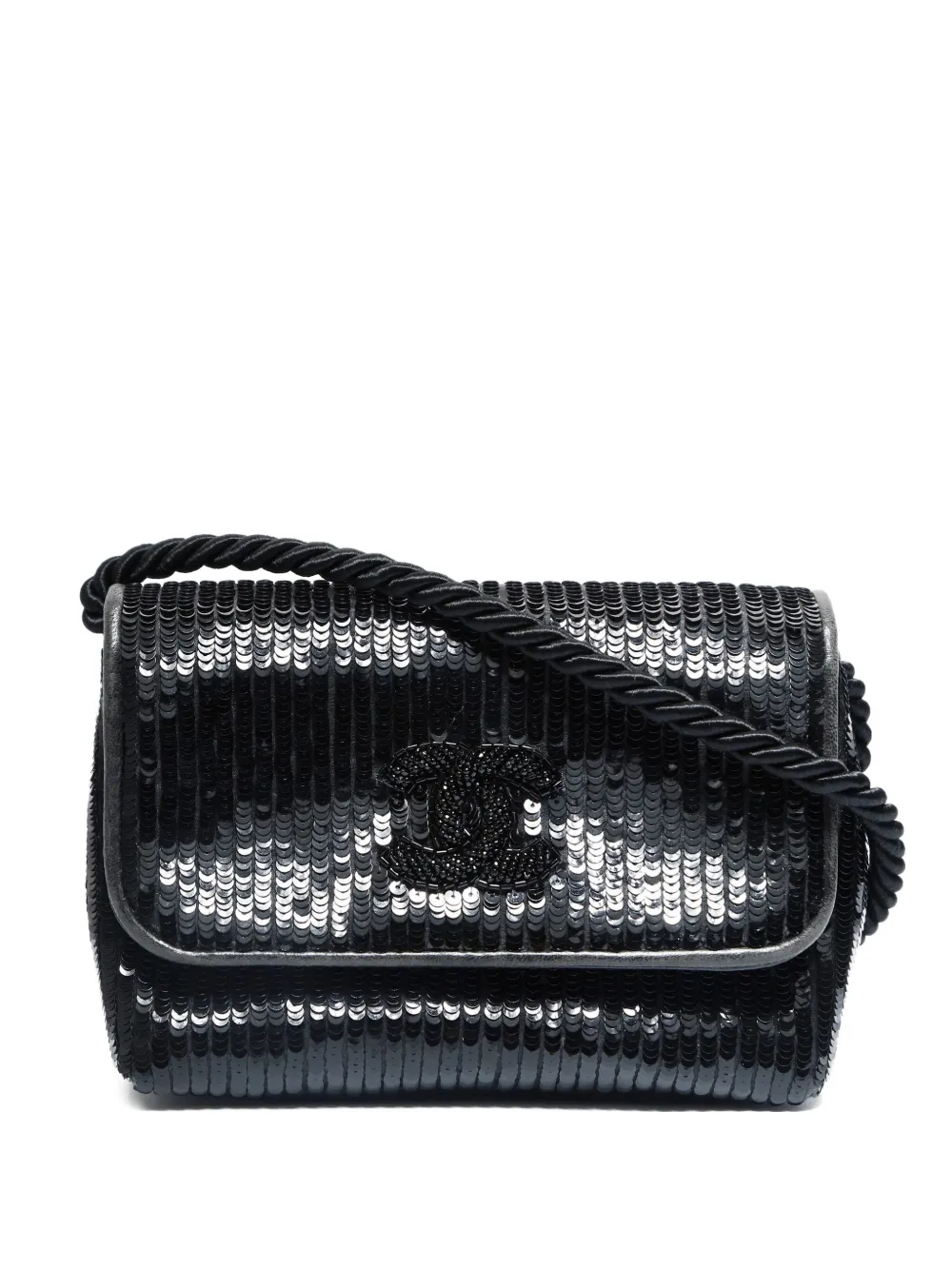 CHANEL Pre-Owned 1986-1988 sequin logo mini shoulder bag - Nero