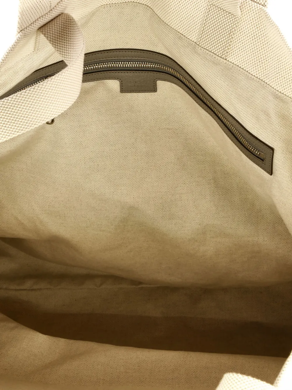 Pre-owned Gucci Logo Embossed Open Canvas Tote Bag In Neutral