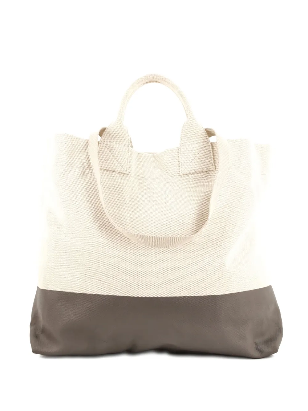 Pre-owned Gucci Logo Embossed Open Canvas Tote Bag In Neutral