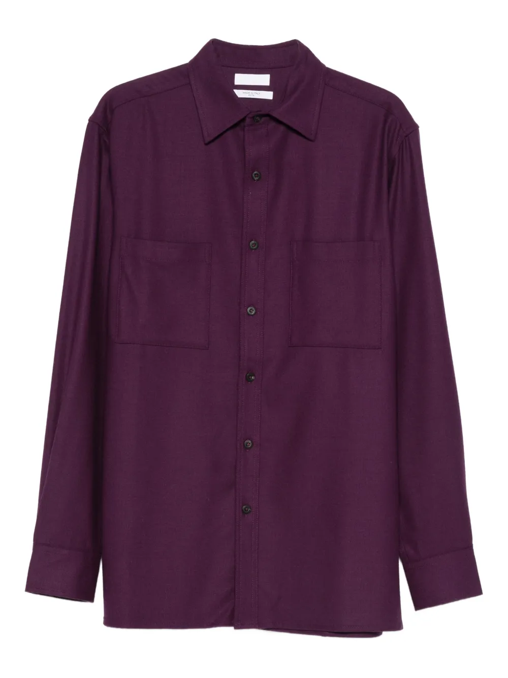 Cellar Door chest-pocket button wool shirt | Purple | Image 1
