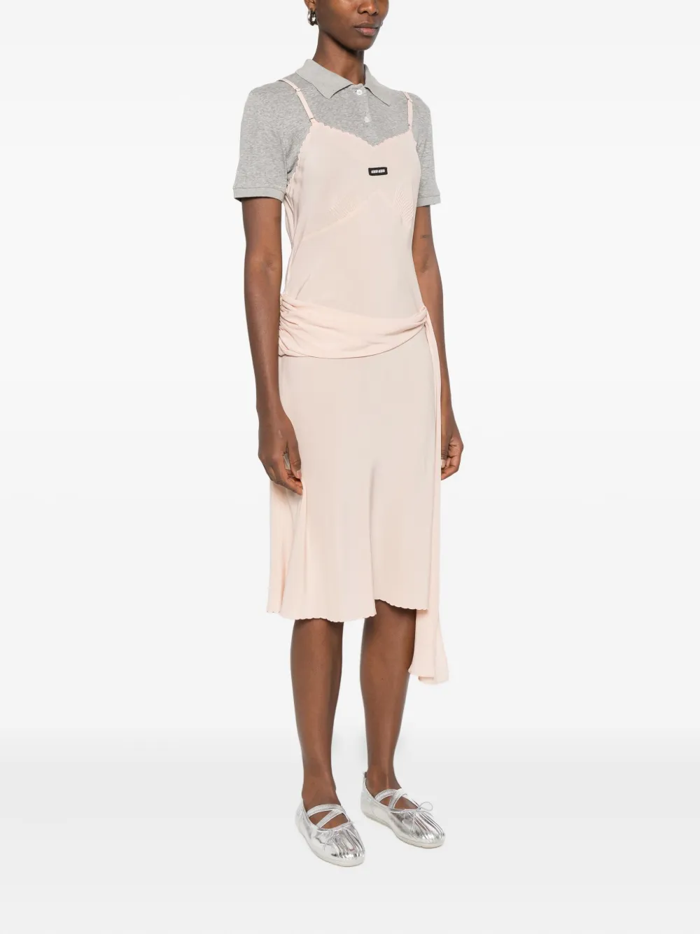 Miu Gedrapeerde midi-jurk met gewelfde afwerking Roze