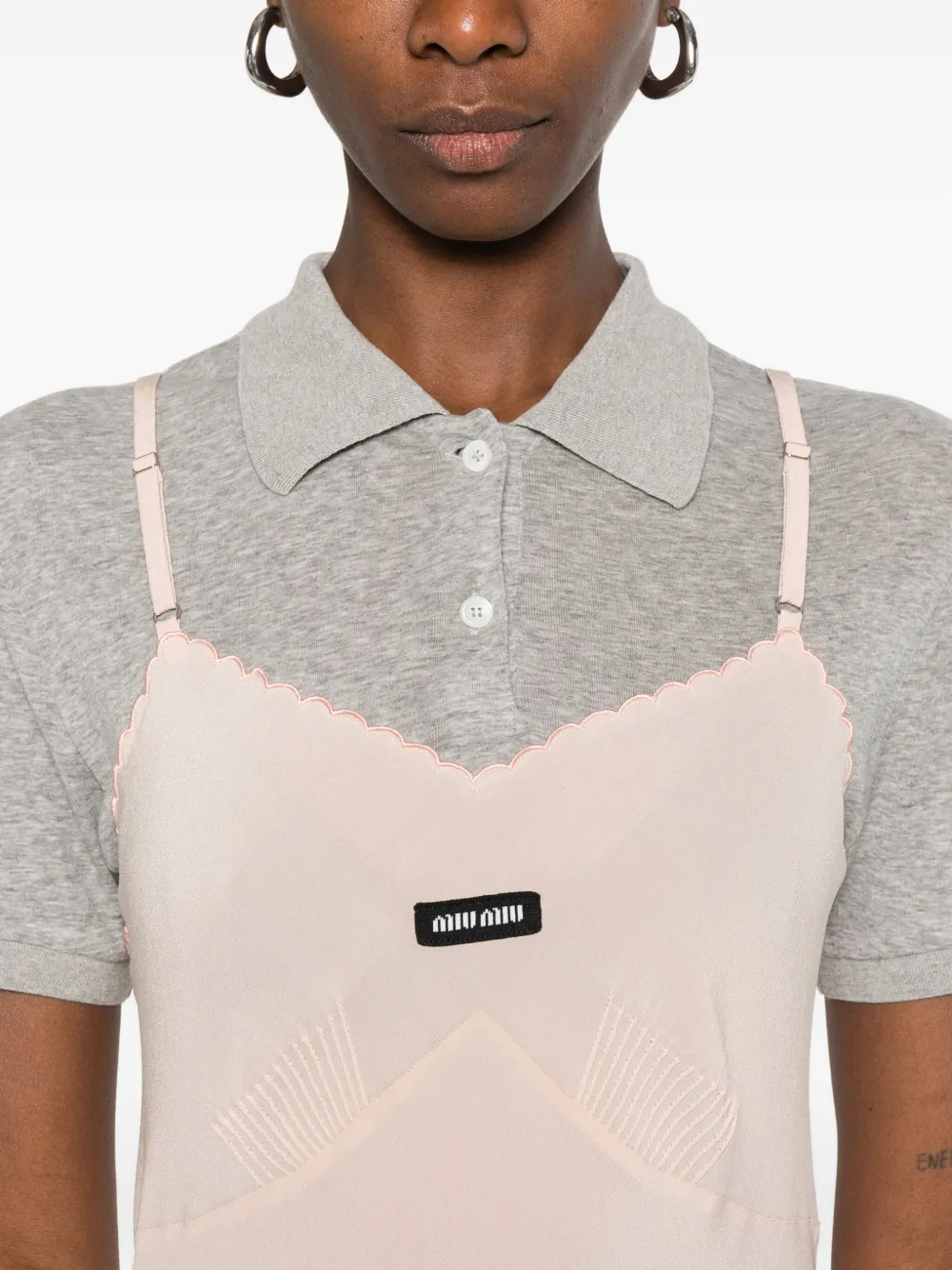 Miu Gedrapeerde midi-jurk met gewelfde afwerking Roze