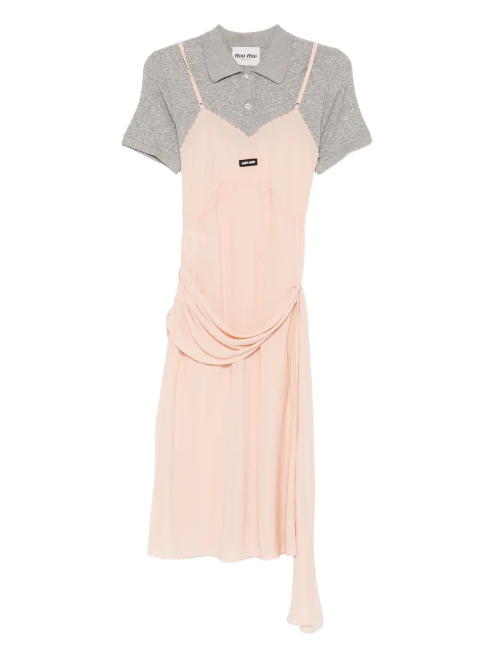 Miu Miu scalloped-edge draped midi dress | Pink | Image 1