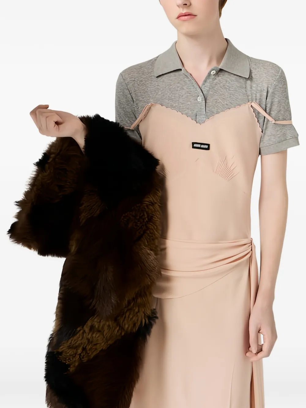 Miu Miu scalloped-edge draped midi dress - Rosa