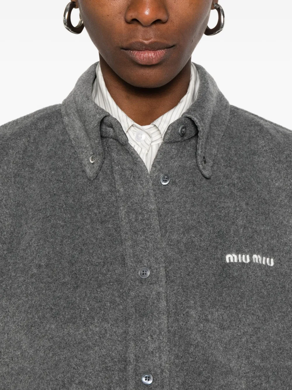 Miu Shirt met geborduurd logo Grijs