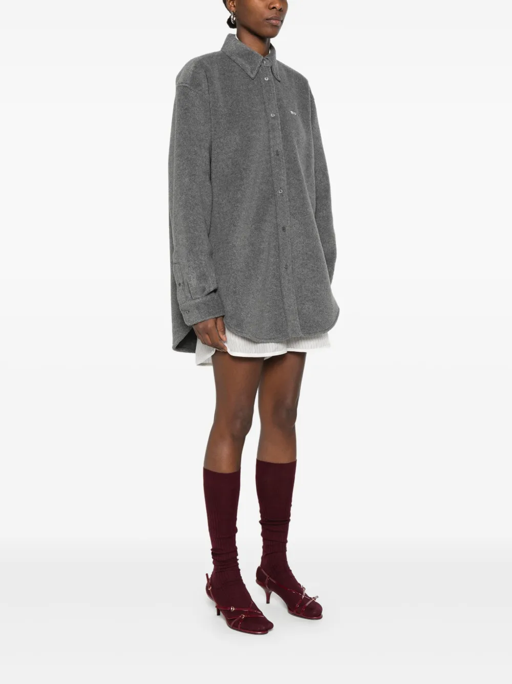 Miu Shirt met geborduurd logo Grijs