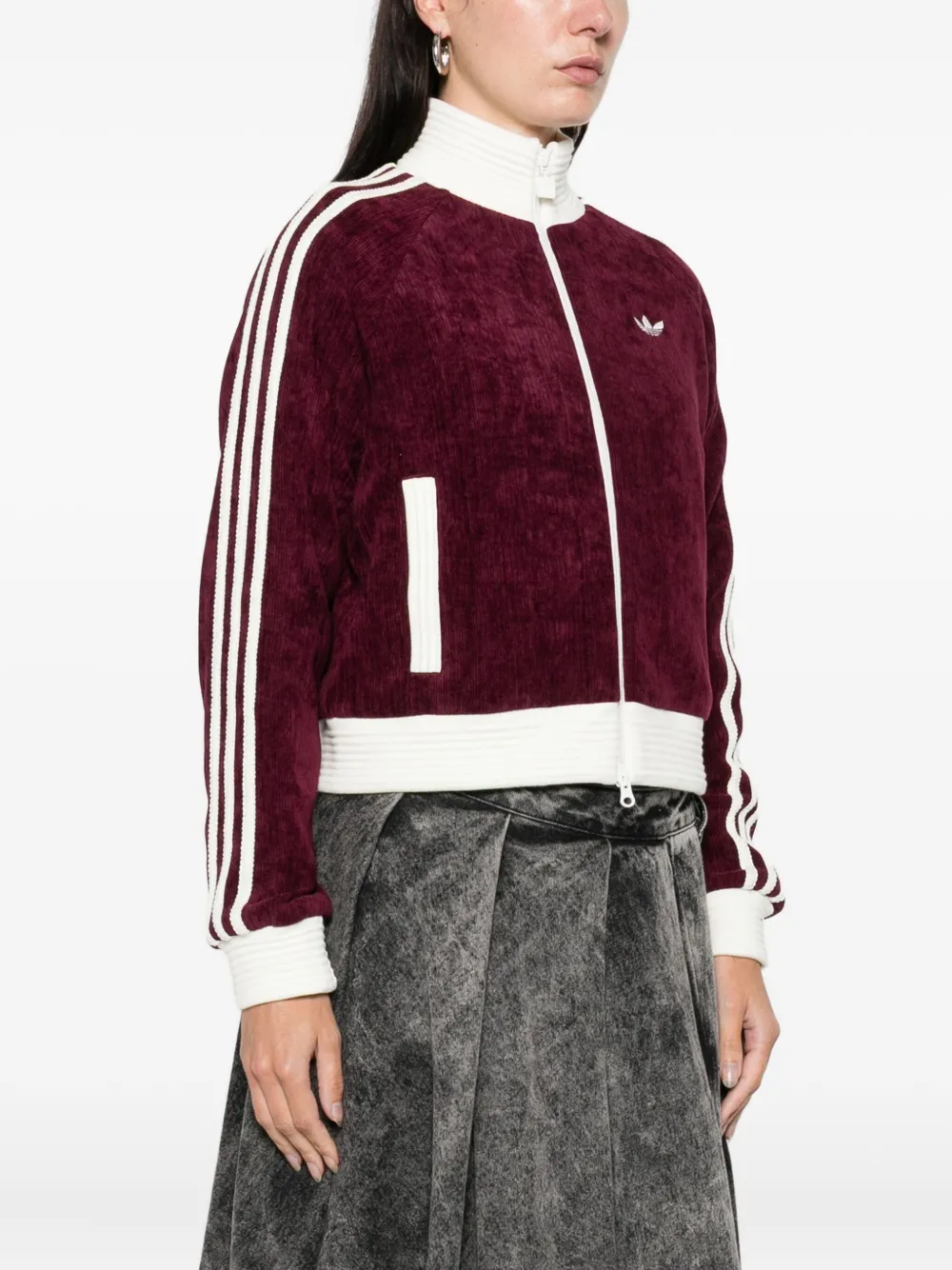 Adidas Originals Velour Zipped Sweatshirt In Red