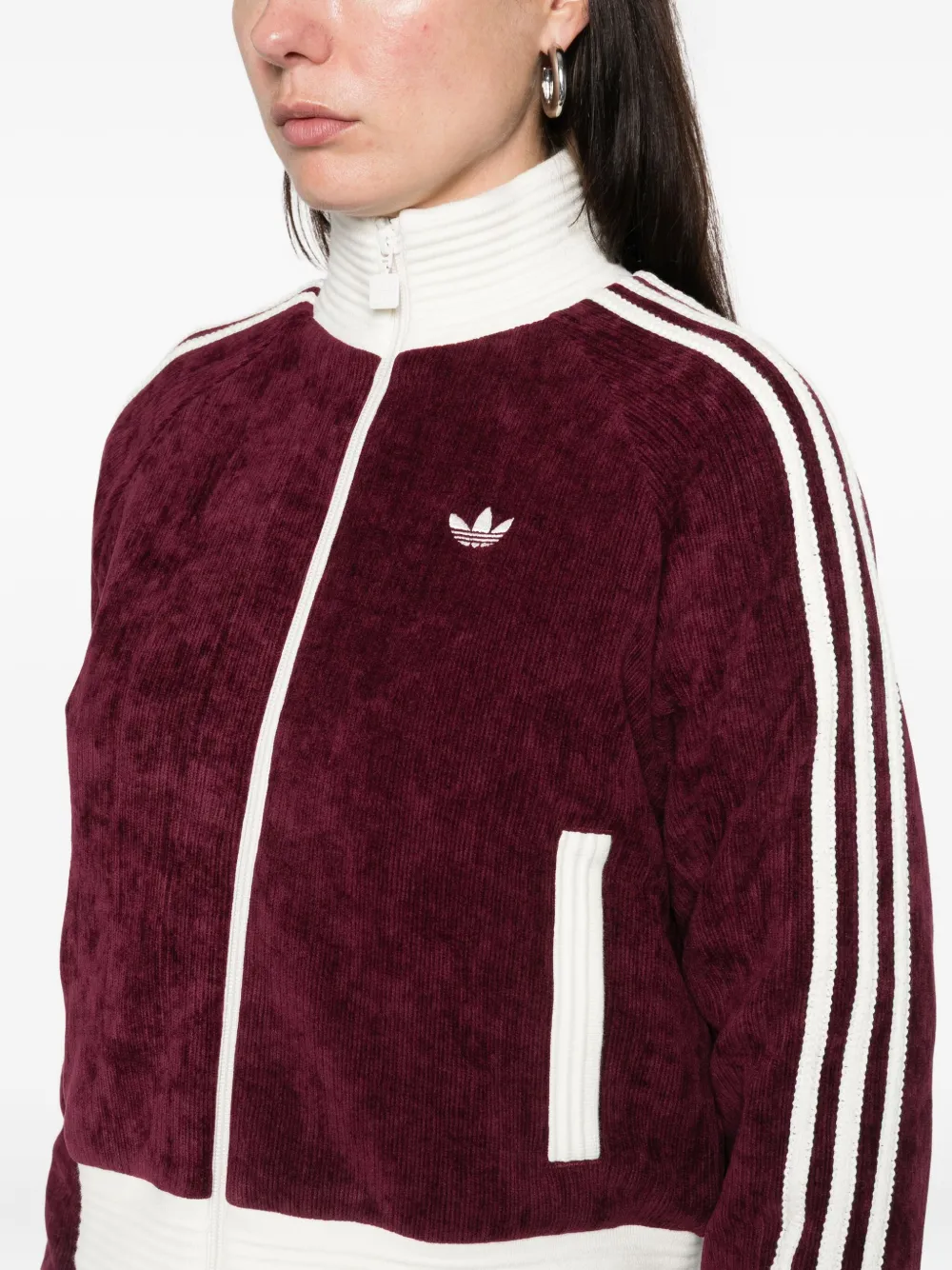 Adidas Originals Velour Zipped Sweatshirt In Red