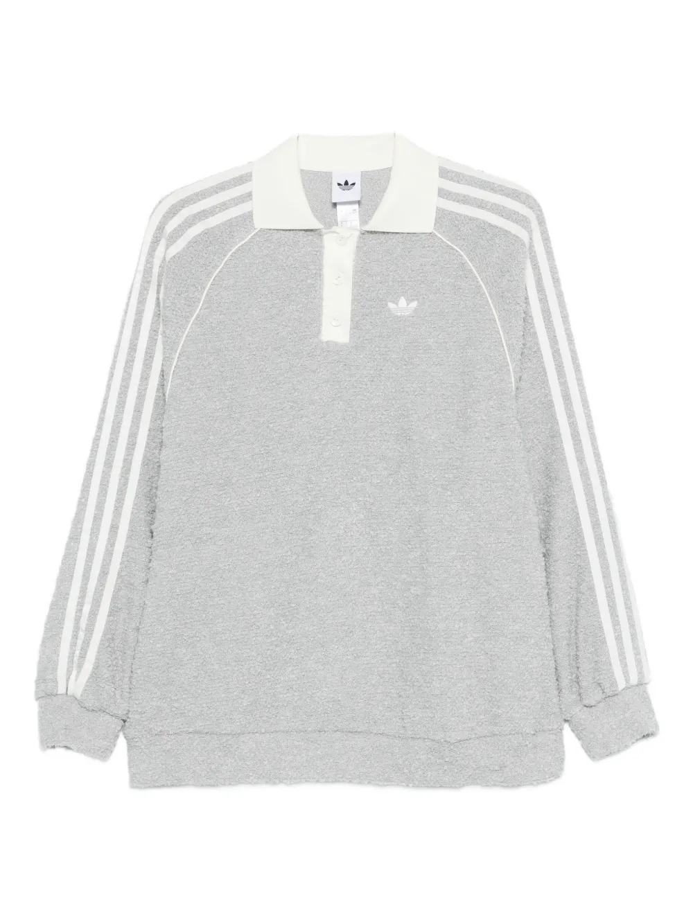 adidas three-stripe bouclé polo top - Grigio