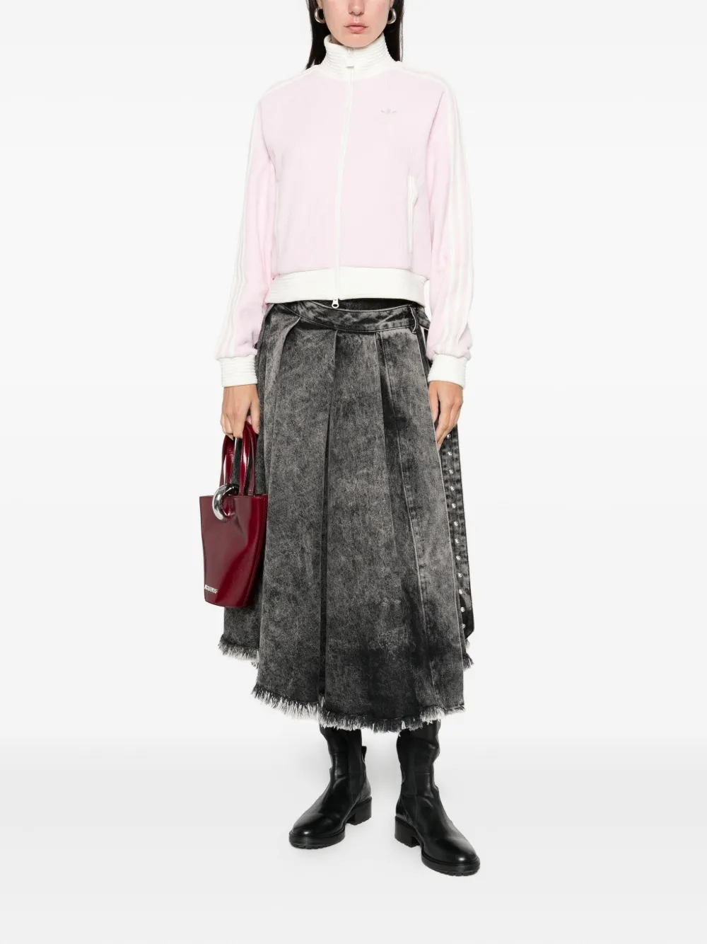 Adidas Originals Velour Zipped Sweatshirt In Pink