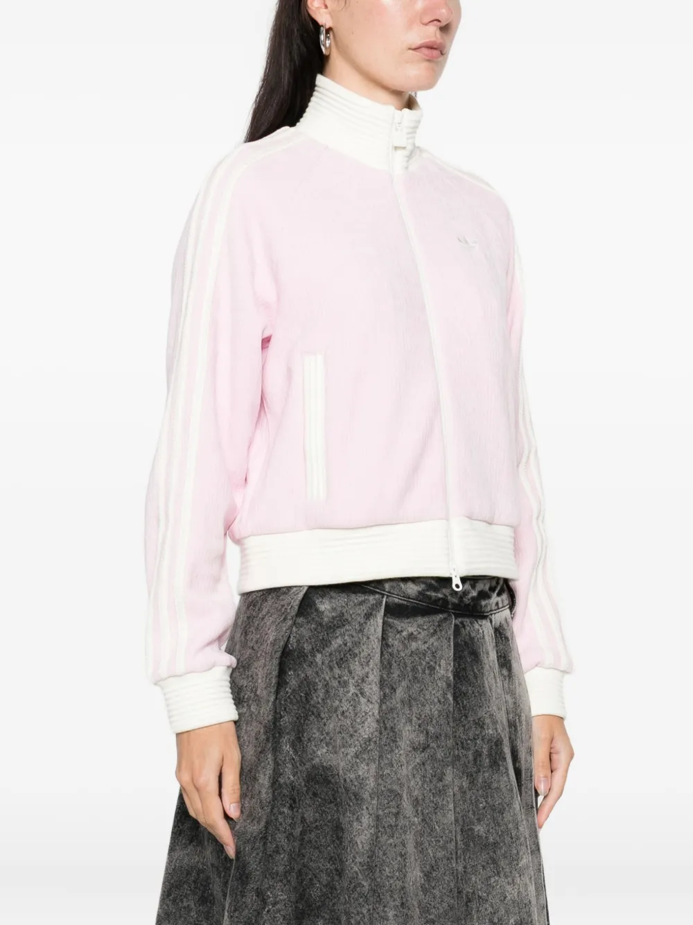 Adidas Originals Velour Zipped Sweatshirt In Pink