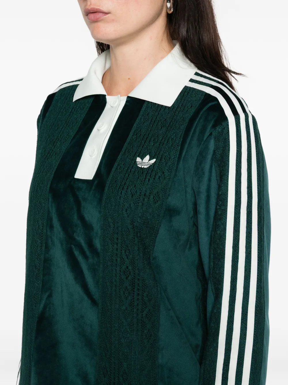 Adidas Originals Winterised Soccer Polo Top In Green