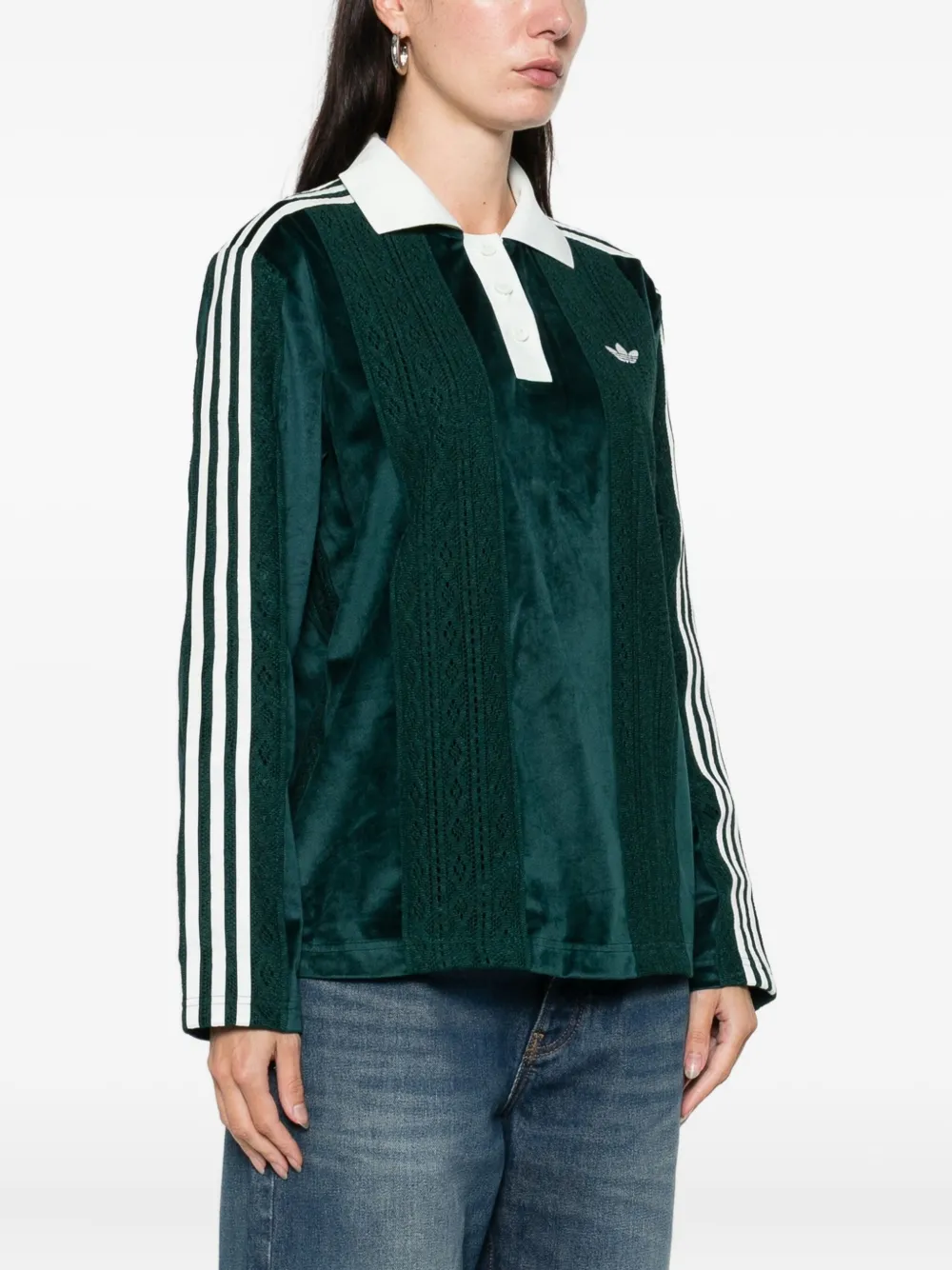 Adidas Originals Winterised Soccer Polo Top In Green