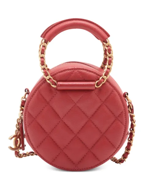 CHANEL Pre-Owned bolsa satchel Quilted Caviar Round Woven Chain Top Handle Bag 2019