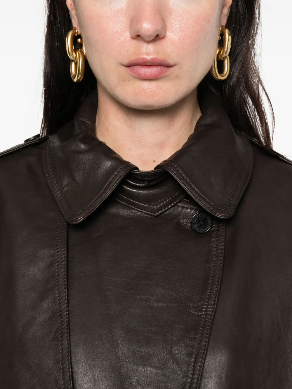 Rotate Birger Christensen Leather Outerwears In Brown