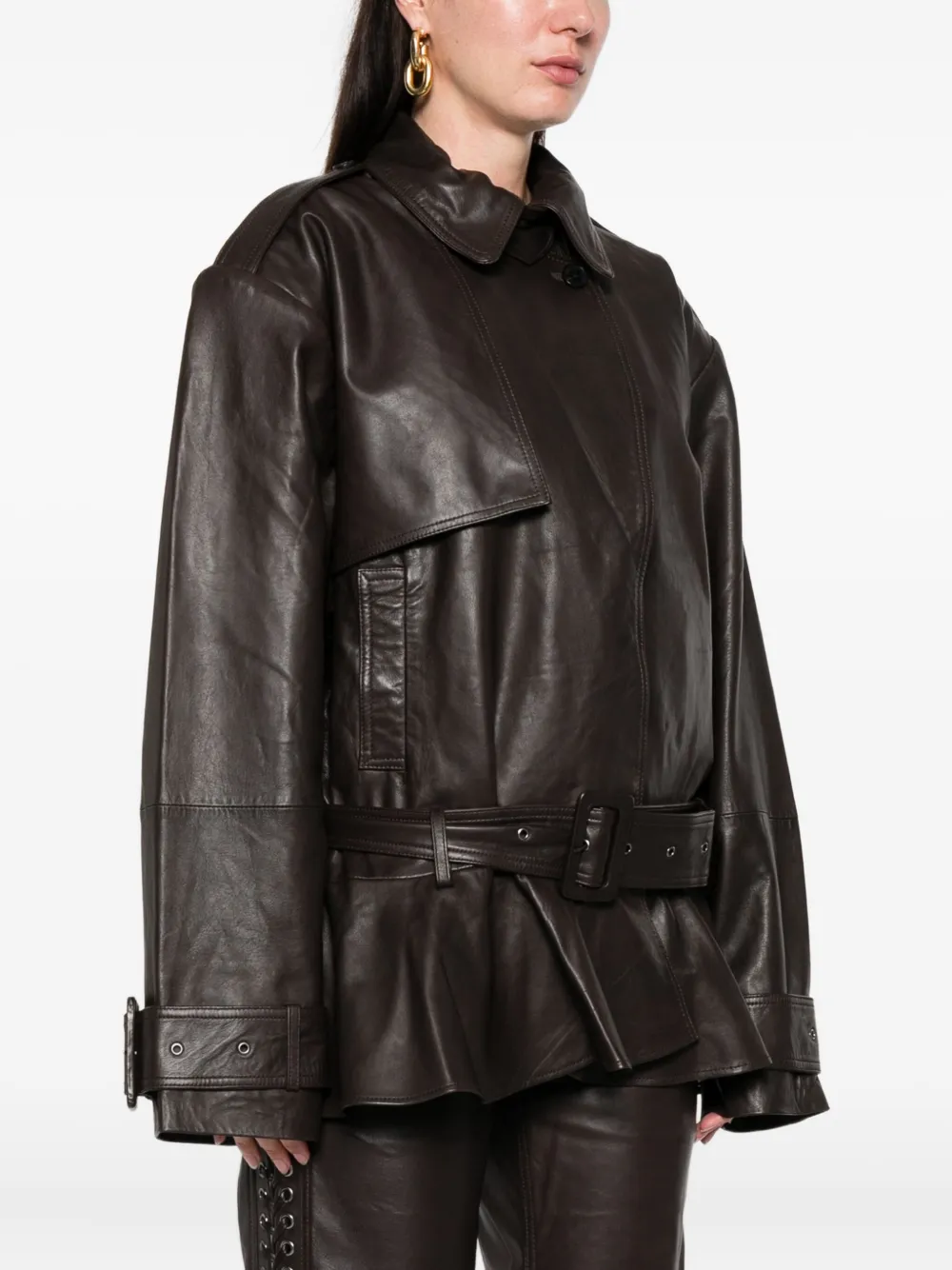 Rotate Birger Christensen Leather Outerwears In Brown