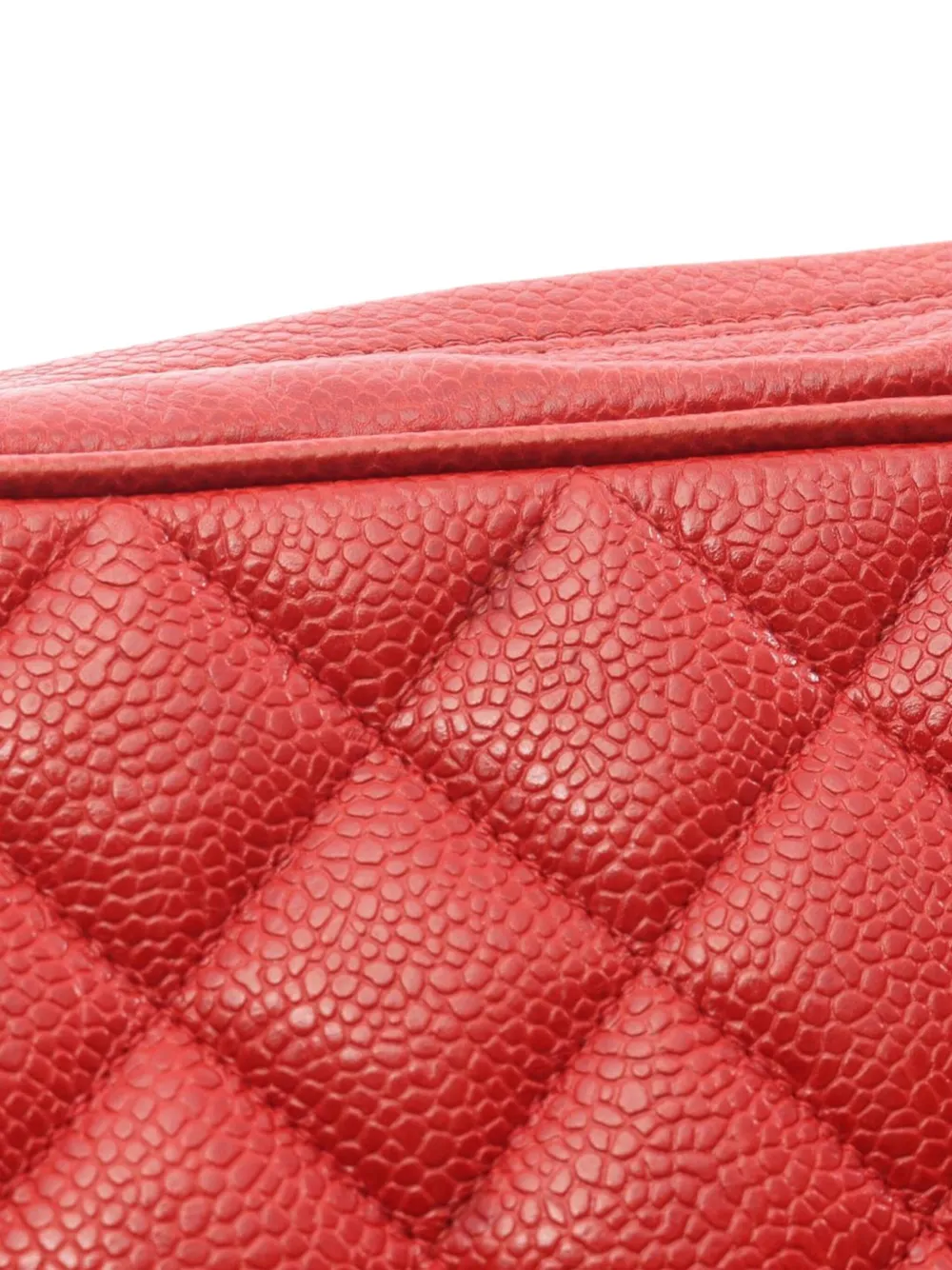 Pre-owned Chanel 1991-1994 Cc Quilted Caviar Camera Flap Bag Shoulder Bag In Red