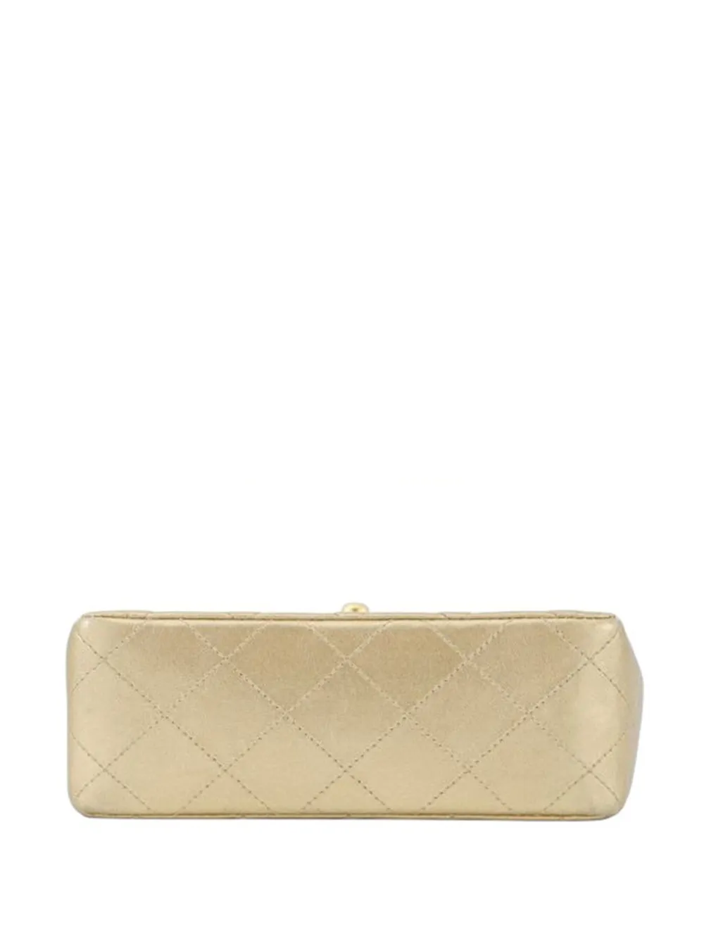 Pre-owned Chanel 2000-2002 Mini Square Classic Lambskin Single Flap Crossbody Bag In Gold