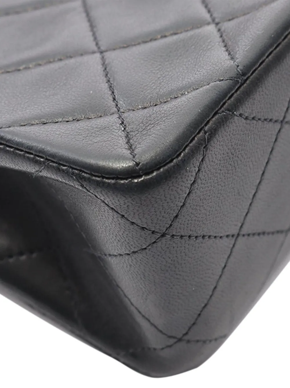 Pre-owned Chanel 1991-1994 Mini Quilted Lambskin Square Single Flap Shoulder Bag In Black