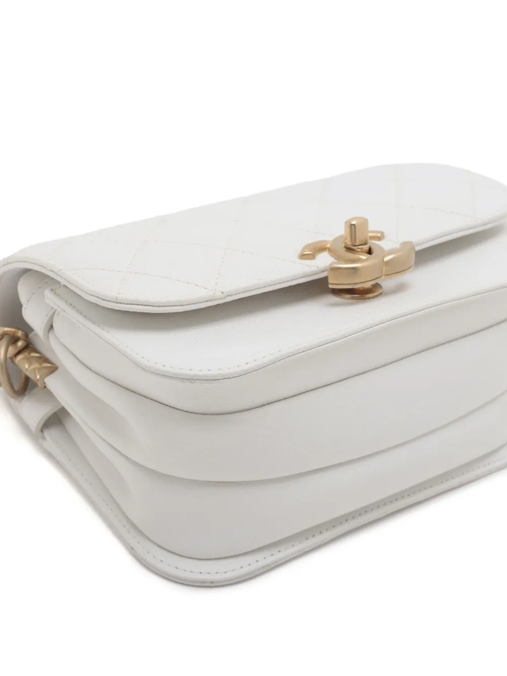 Pre-owned Chanel 2021-2025 Cc Quilted Caviar Flap Crossbody Bag In White