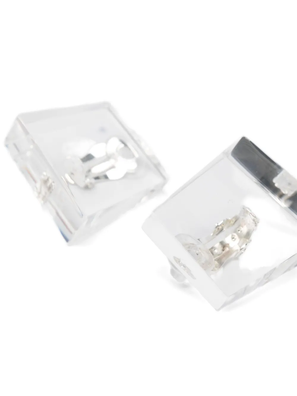 Monies Square-shape Clip-on Earrings In White