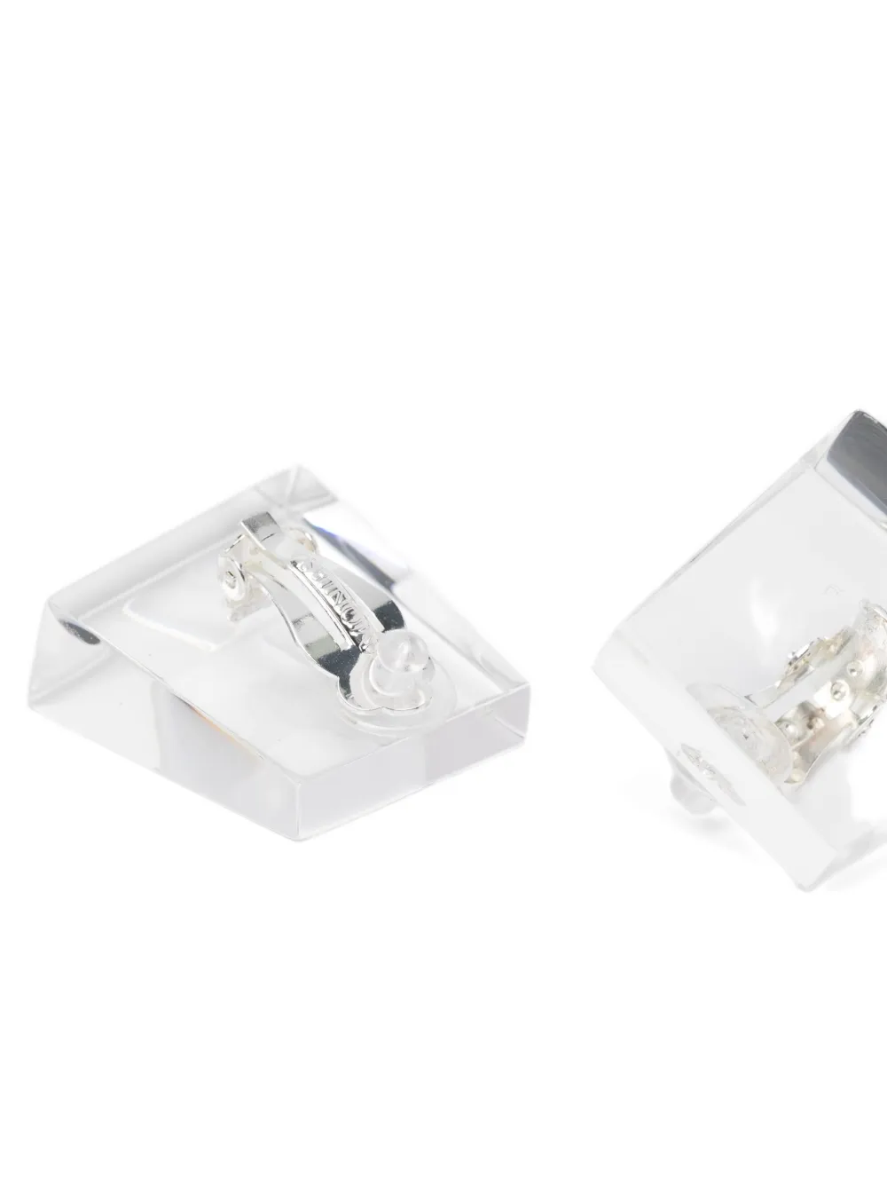 Monies Square-shape Clip-on Earrings In White