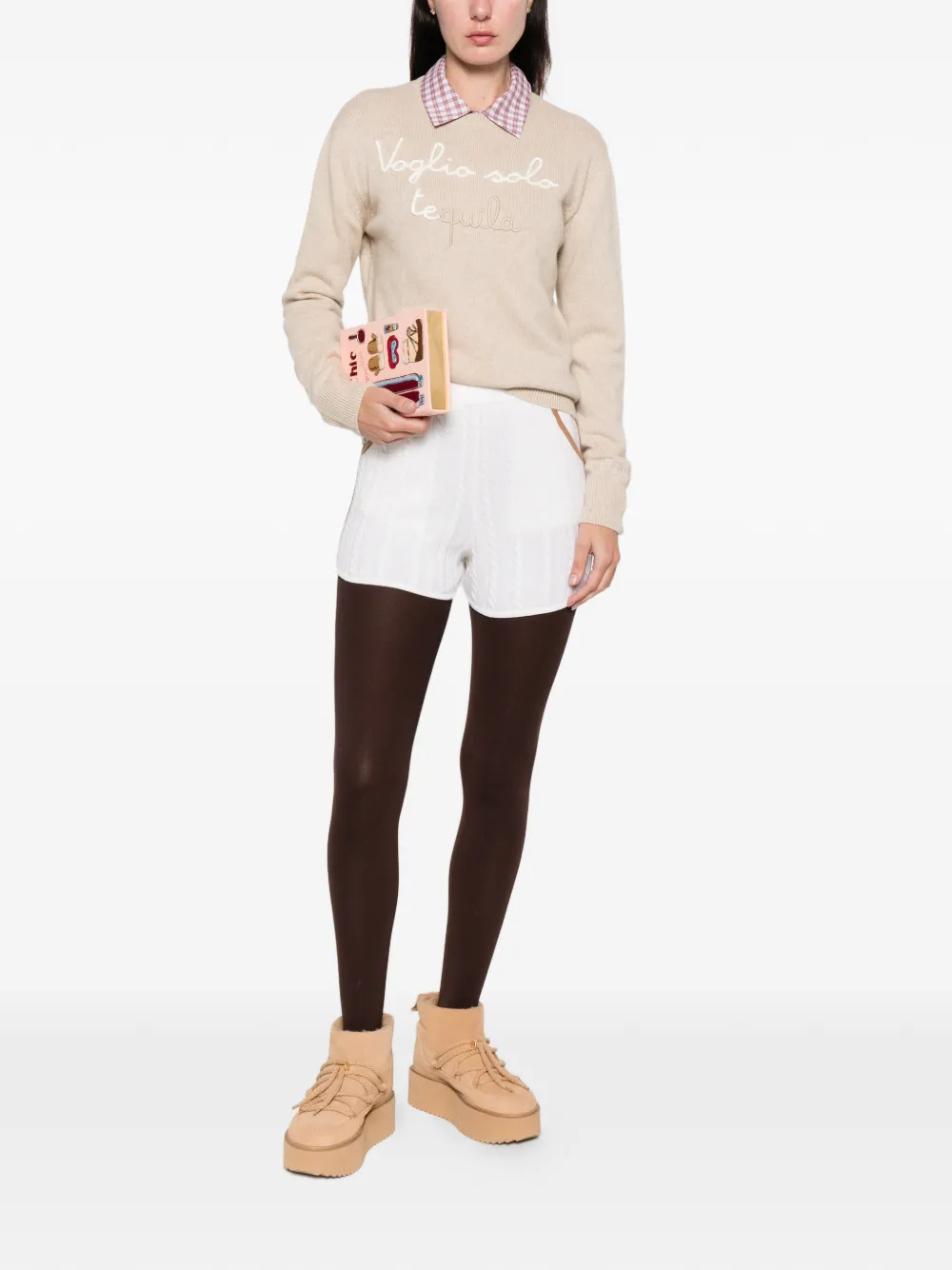 Mc2 Saint Barth Azure Cable-knit Shorts In Neutral