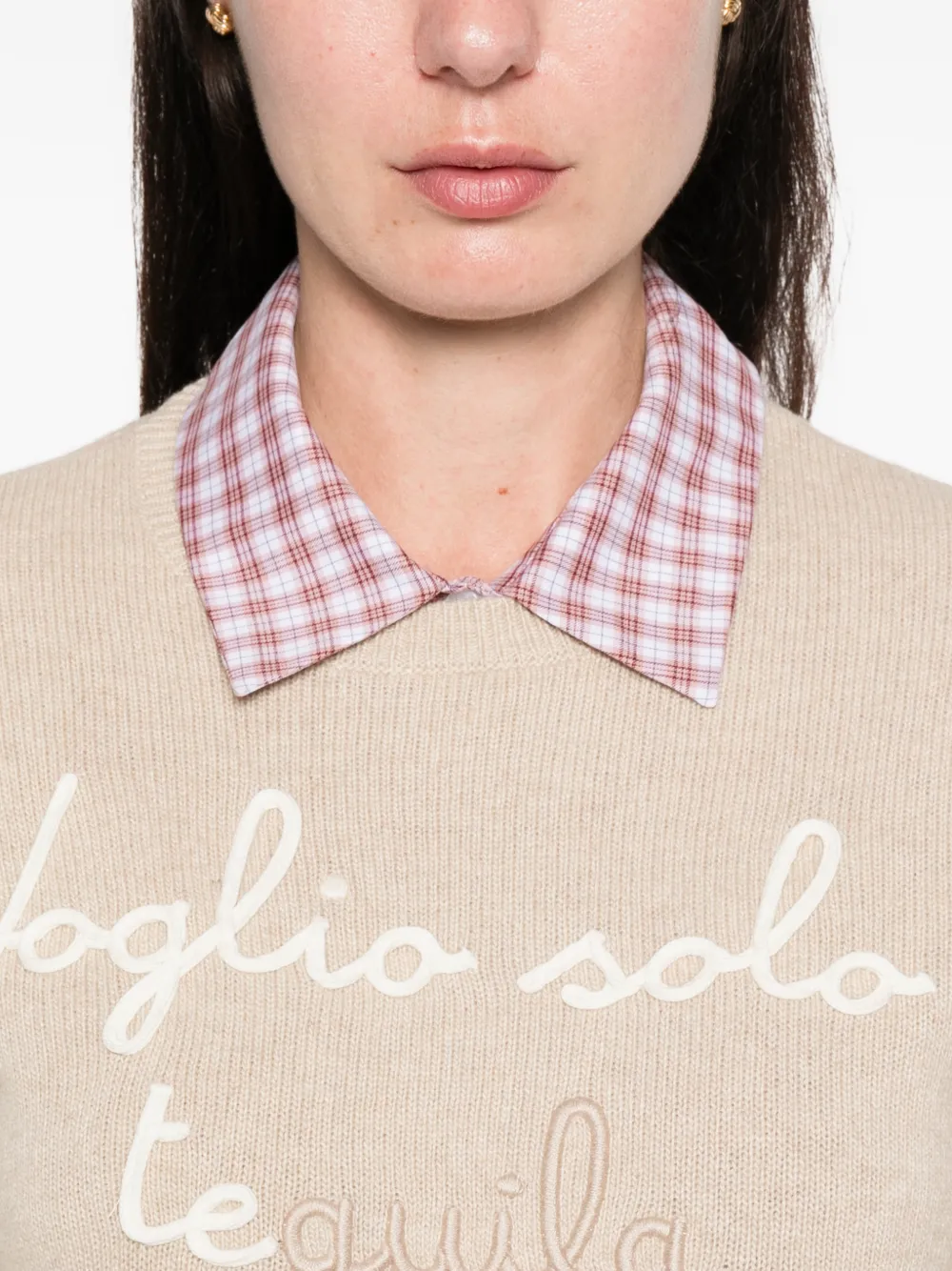 Mc2 Saint Barth Embroidered Sweater In Neutral