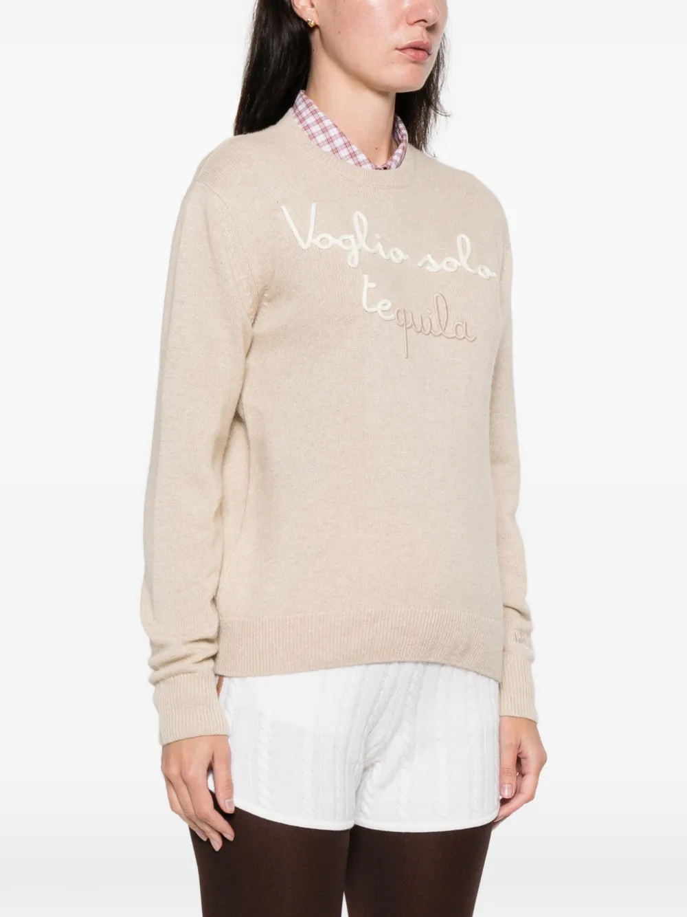 Mc2 Saint Barth Embroidered Sweater In Neutral