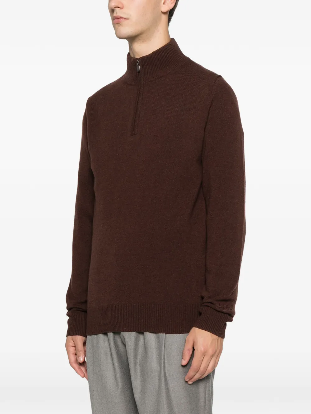 Mc2 Saint Barth Jeremyn Zip-up High-neck Sweater In Brown