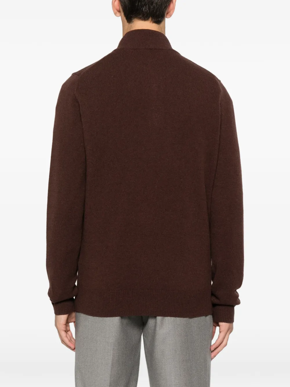 Mc2 Saint Barth Jeremyn Zip-up High-neck Sweater In Brown