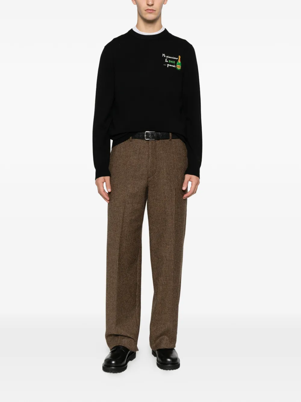 MC2 Saint Barth Heron embroidered crew-neck sweater - Zwart