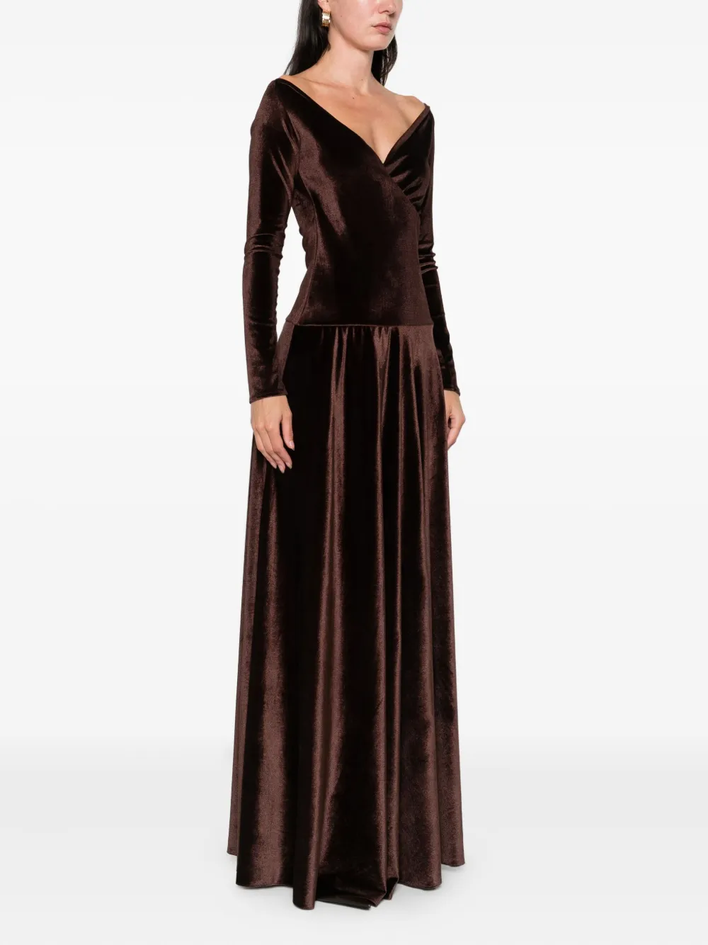 Atu Body Couture Velvet Gown In Brown