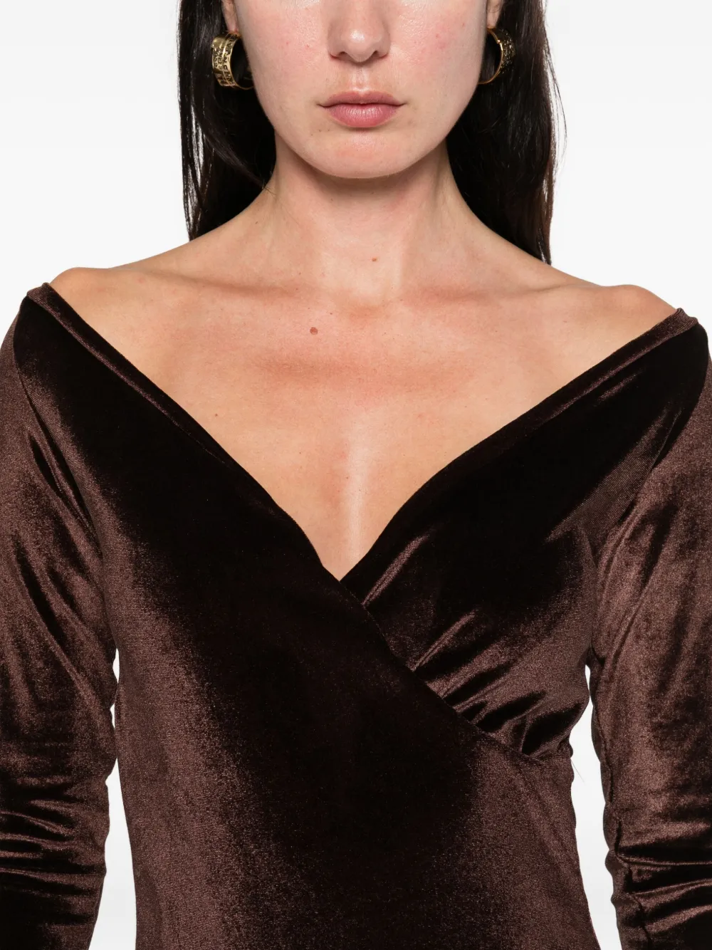Atu Body Couture Velvet Gown In Brown