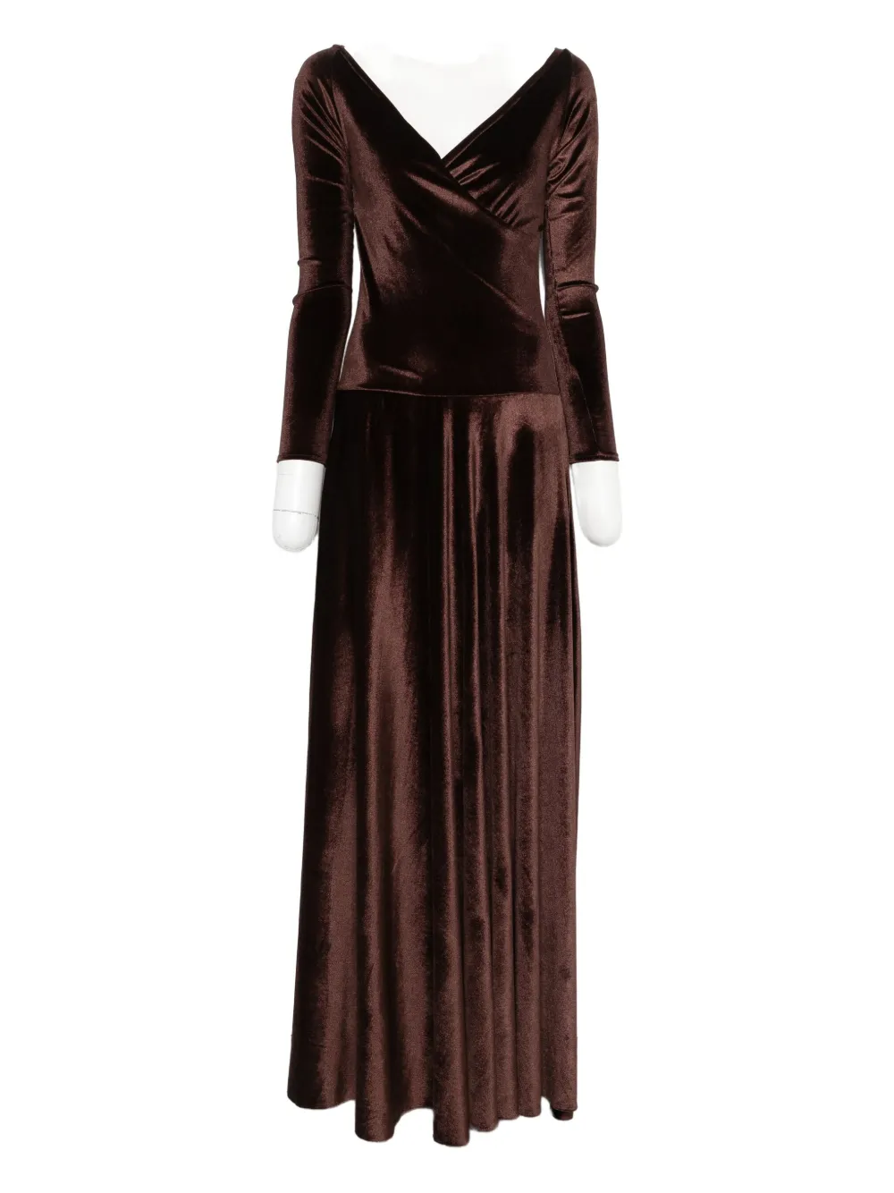 Atu Body Couture Velvet Gown In Brown