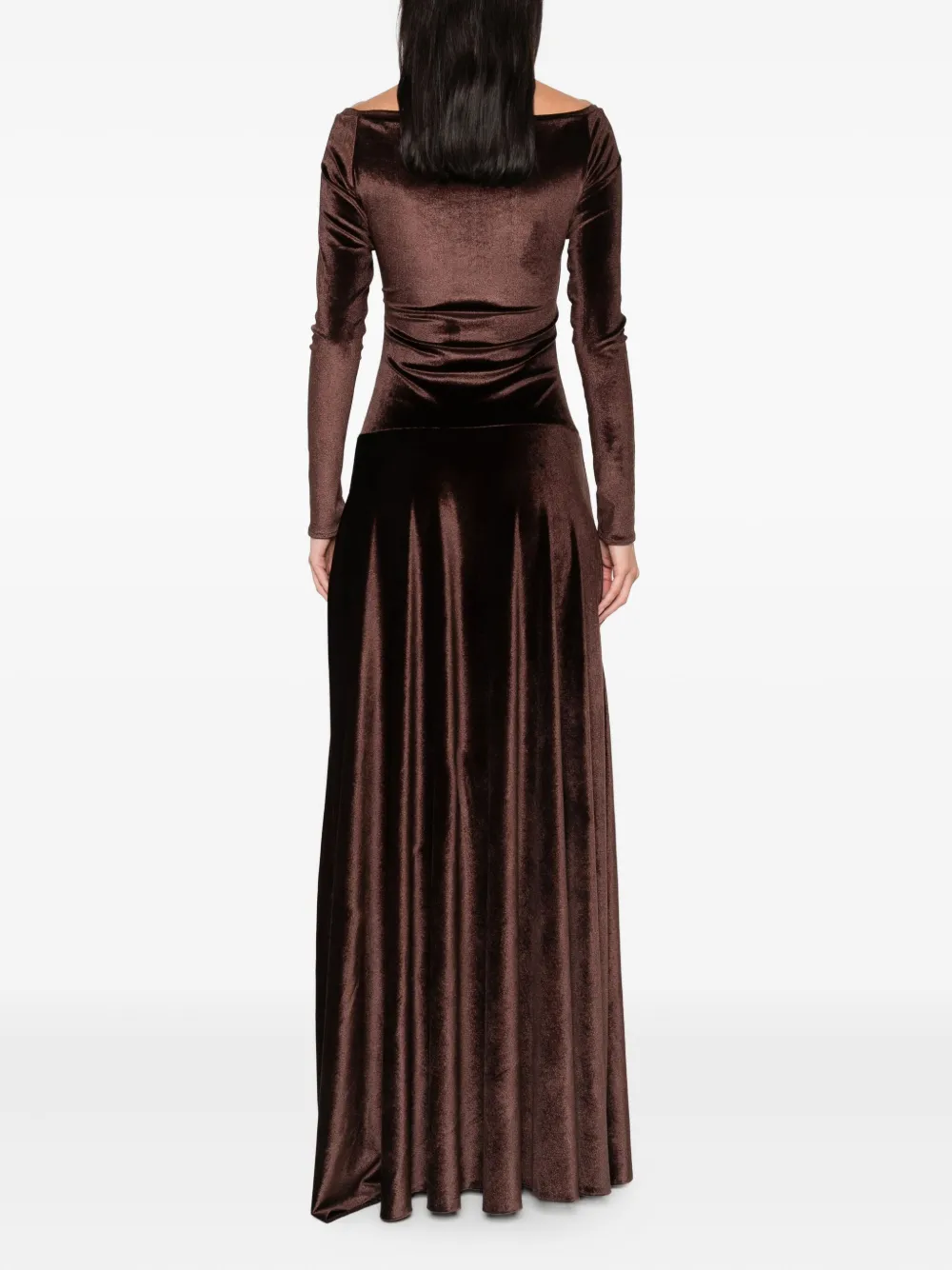 Atu Body Couture Velvet Gown In Brown