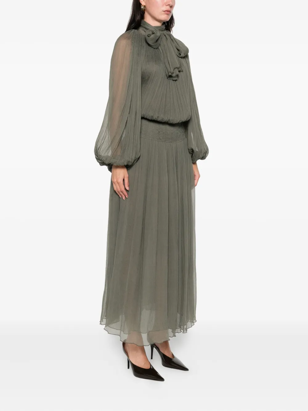 Atu Body Couture Gestrikte plissé maxi-jurk Groen